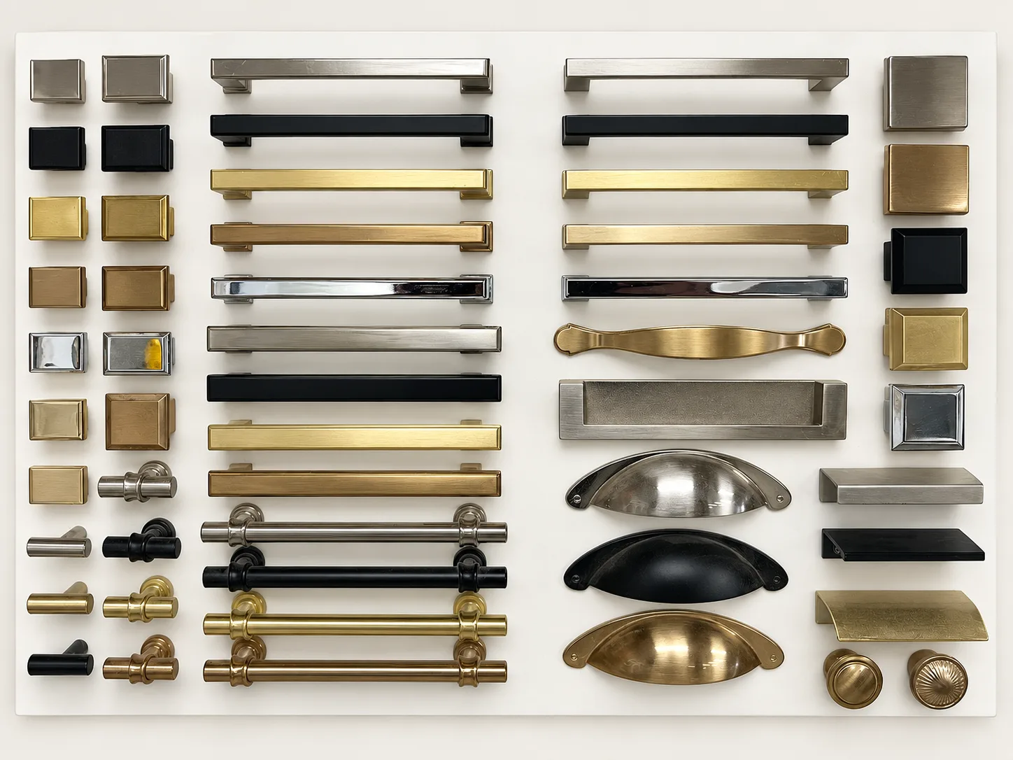 Classic hardware samples showing available metal finishes